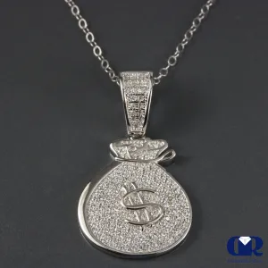 Natural Diamond Dollar Sign Pendant Necklace 0.75 Carat 14K Gold W/Chain