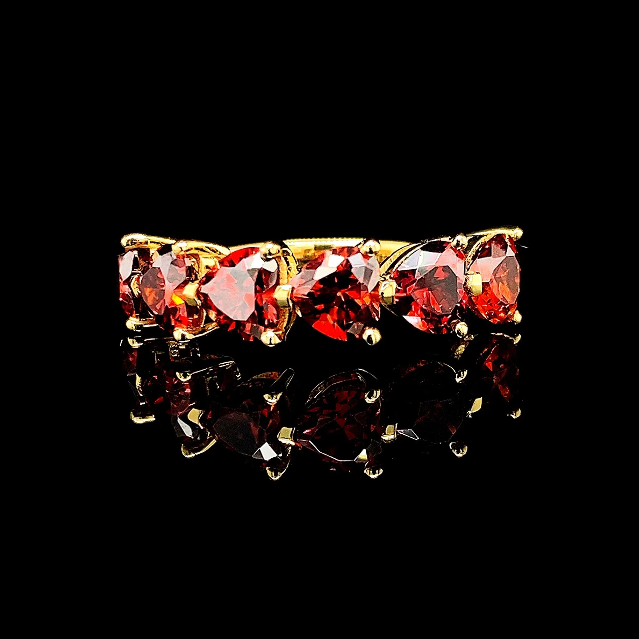 NEW Heart Ruby Gemstones Half Eternity Ring 18kt