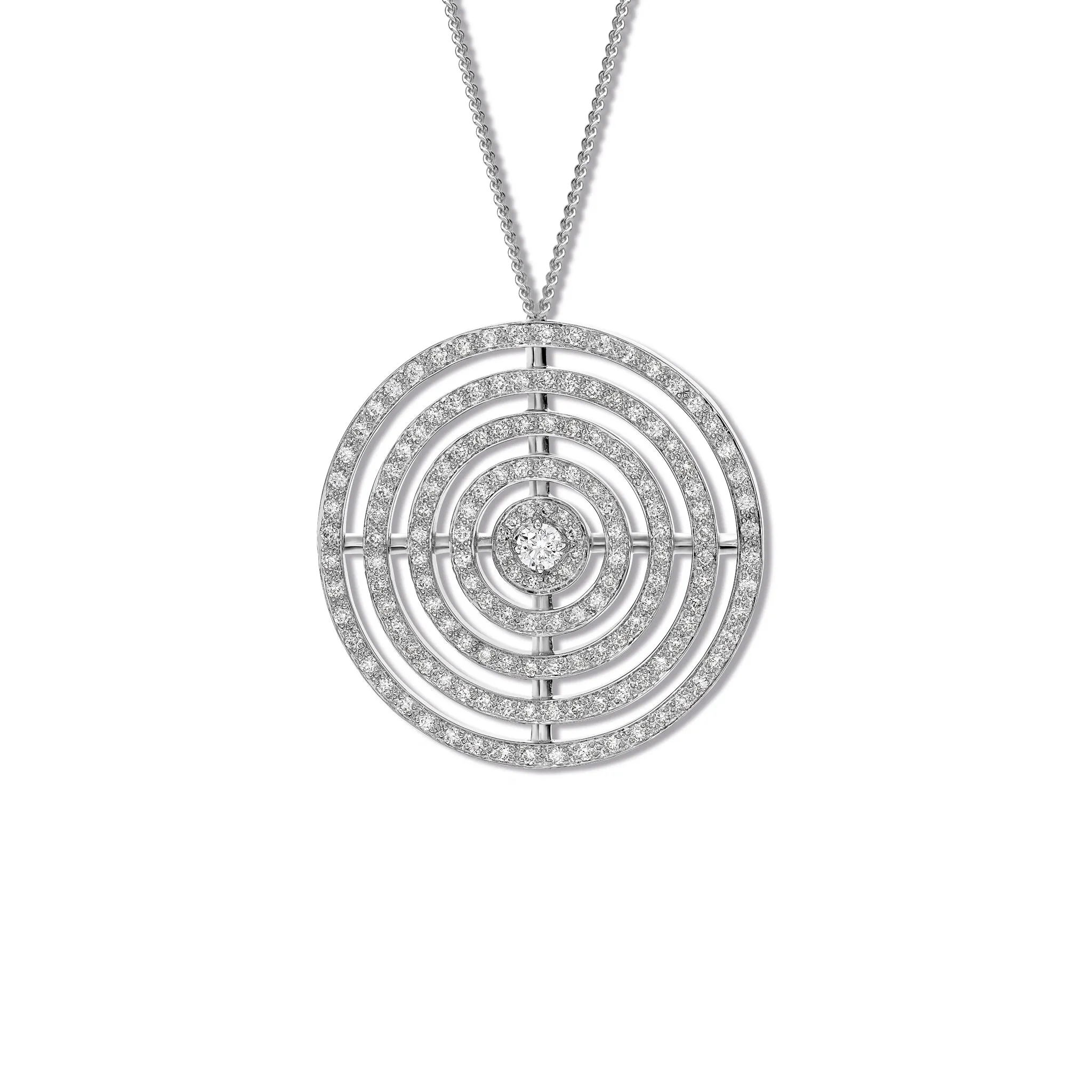 Niremius 5 Row Necklace Pendant 18ct White Gold - Diamond