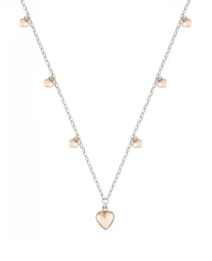 Nomination 147507/011 Rock in Love Heart Necklace with Pink Gold Overlay and Adjustable Sizing Loops