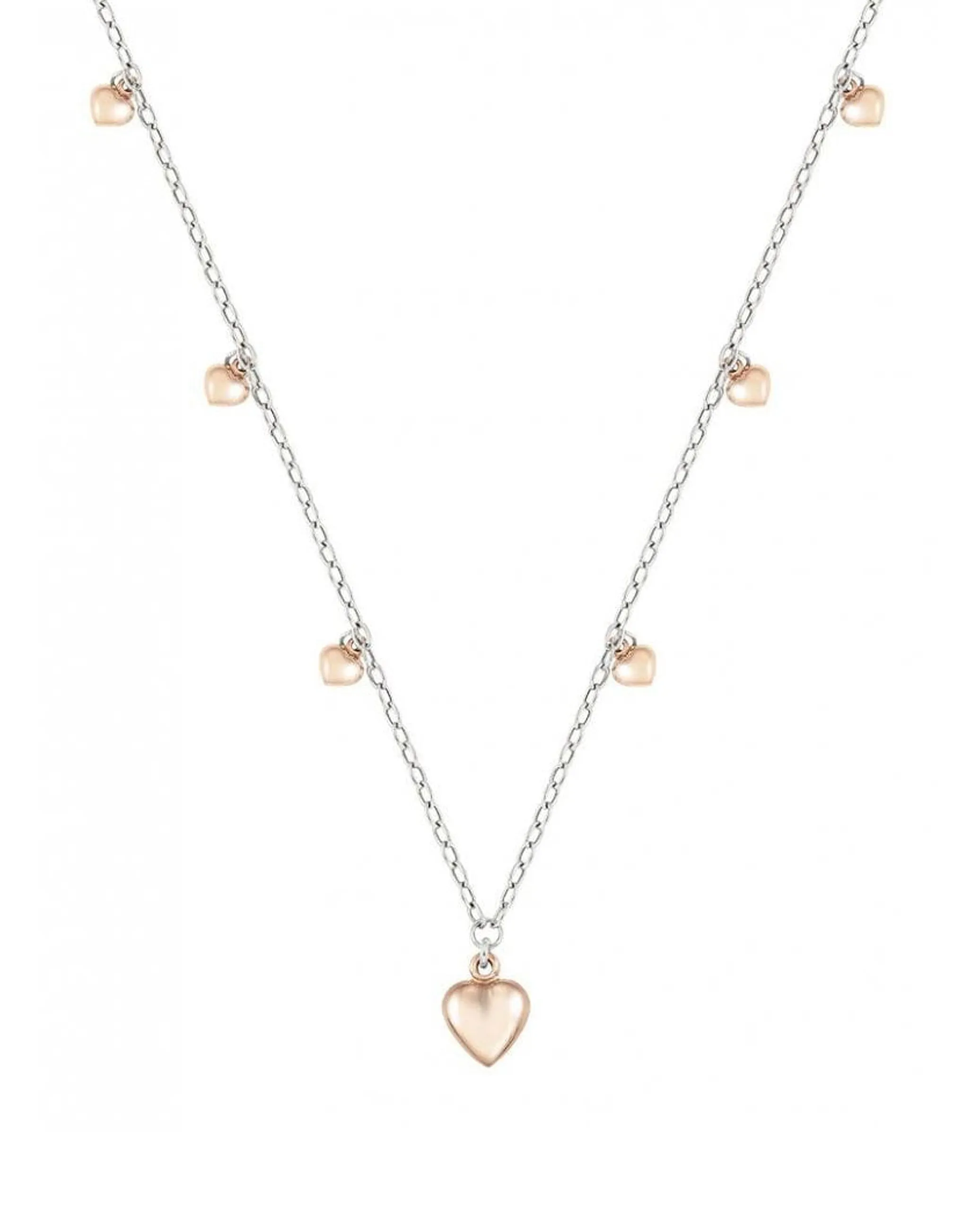 Nomination 147507/011 Rock in Love Heart Necklace with Pink Gold Overlay and Adjustable Sizing Loops