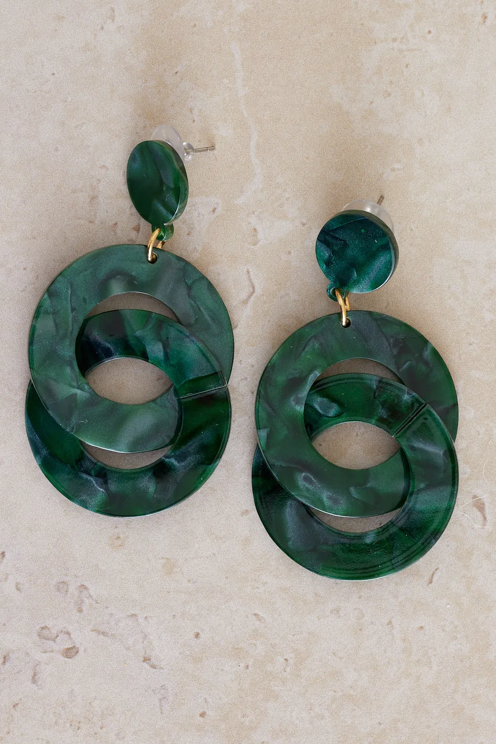 Oasis Link Drop Earrings - Green