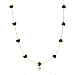 Onyx Heart Station Necklace