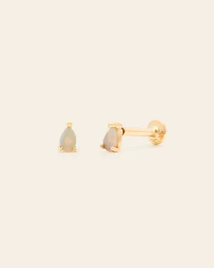 Opalite Teardrop Stud - 14k Solid Gold