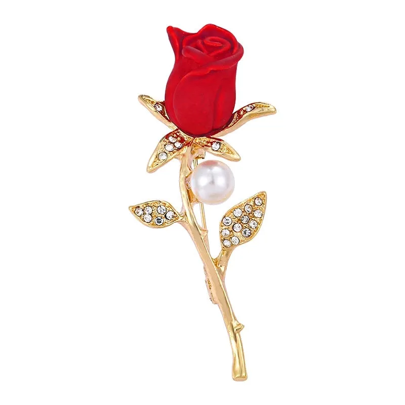 Original Design Pin Flower Mixed Materials Inlay Artificial Diamond Pearl Women'S Brooches