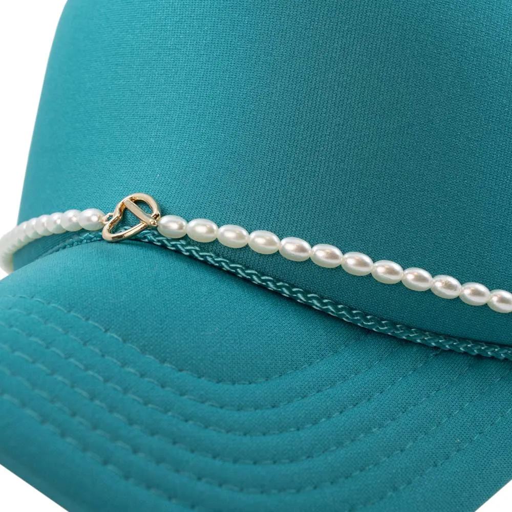 Oval Pearls with Gold Heart Wholesale Hat Chain