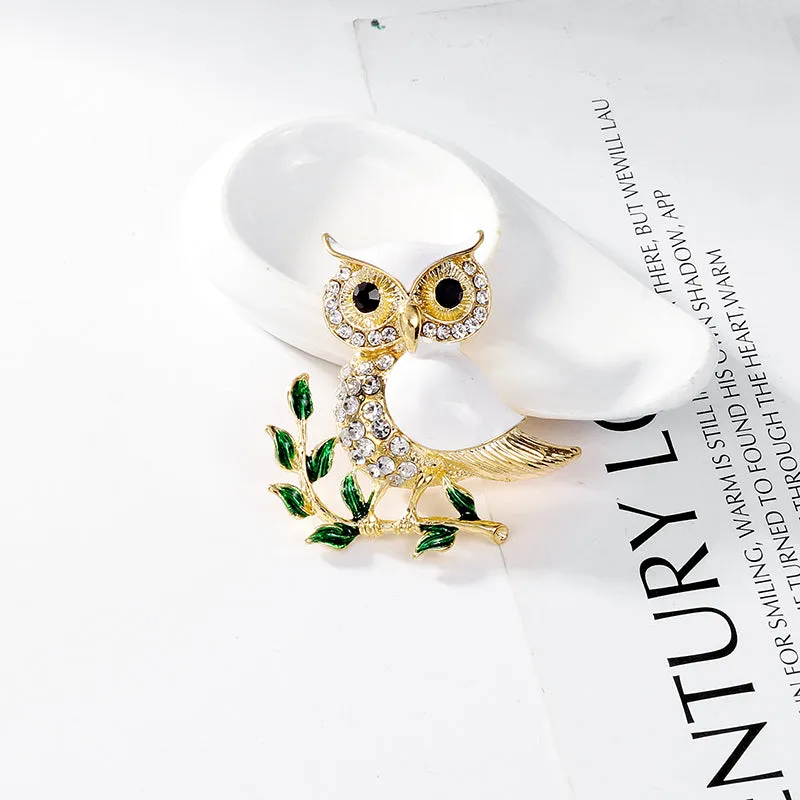 Owl Rhinestone Brooches Animal Pins