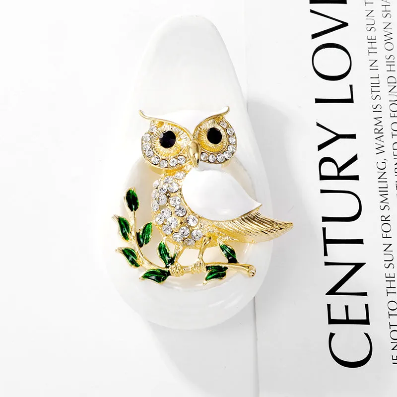 Owl Rhinestone Brooches Animal Pins