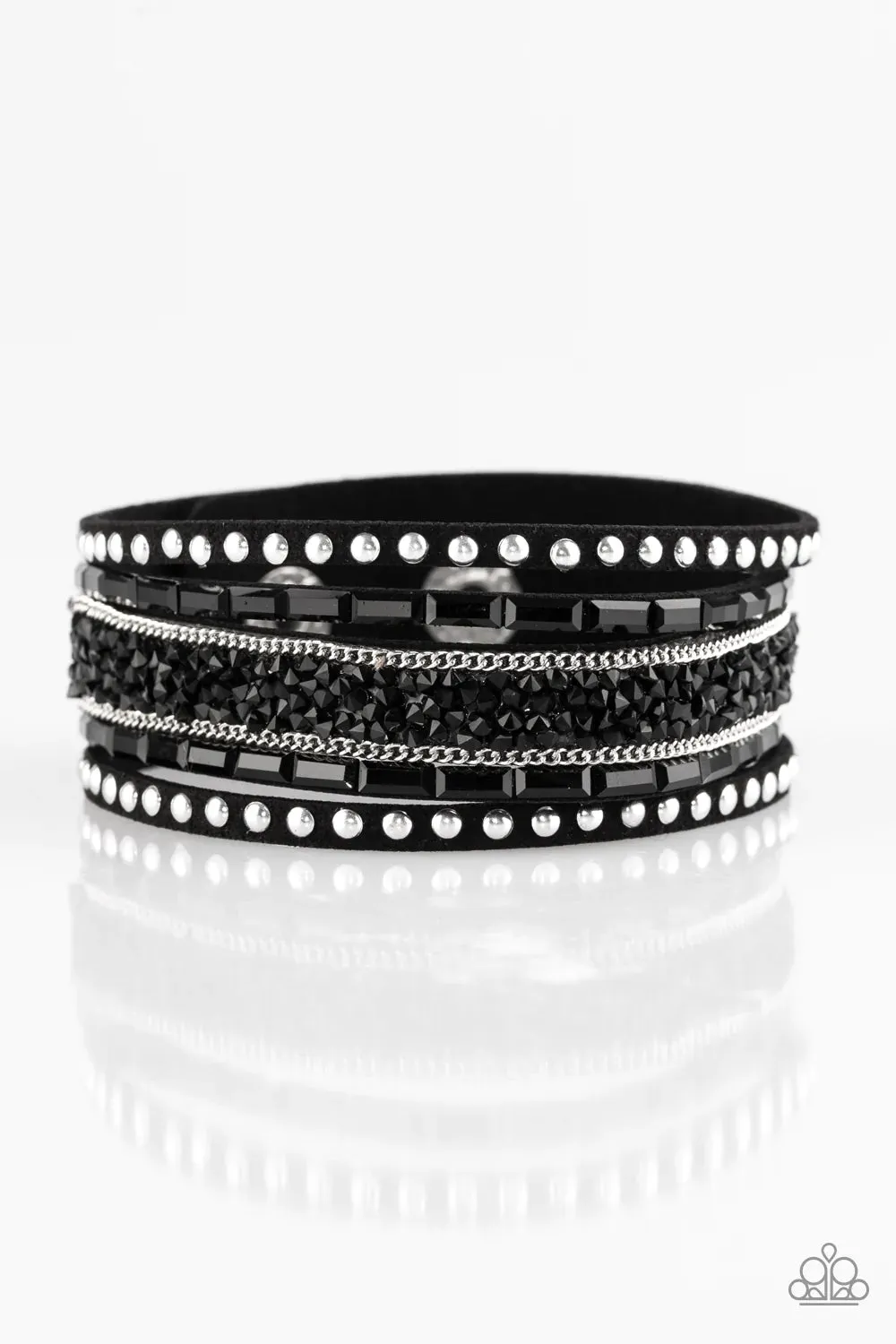 Paparazzi Bracelet ~ Rhinestone Rocker - Black