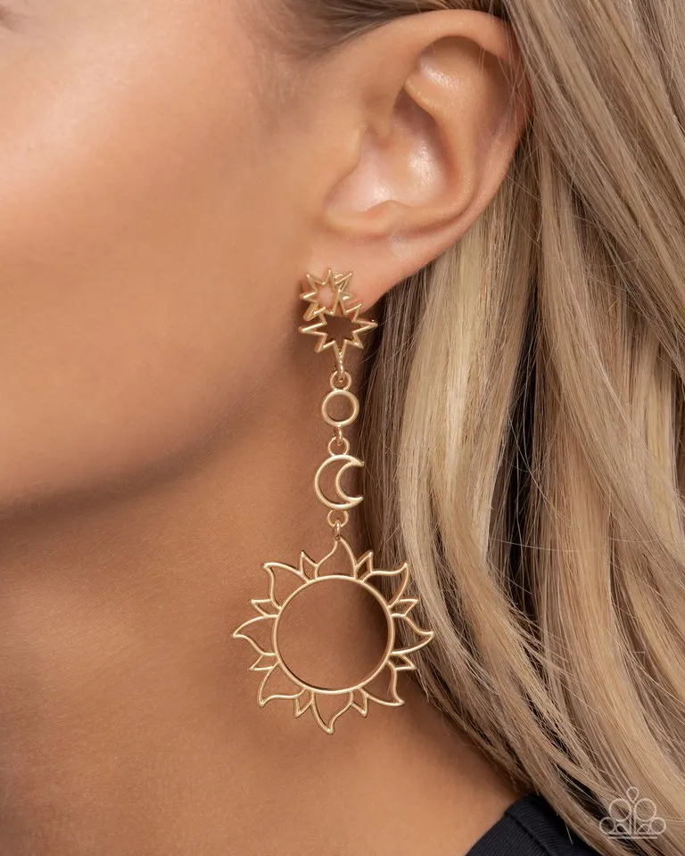 Paparazzi Earring ~ Celestial Chic - Gold