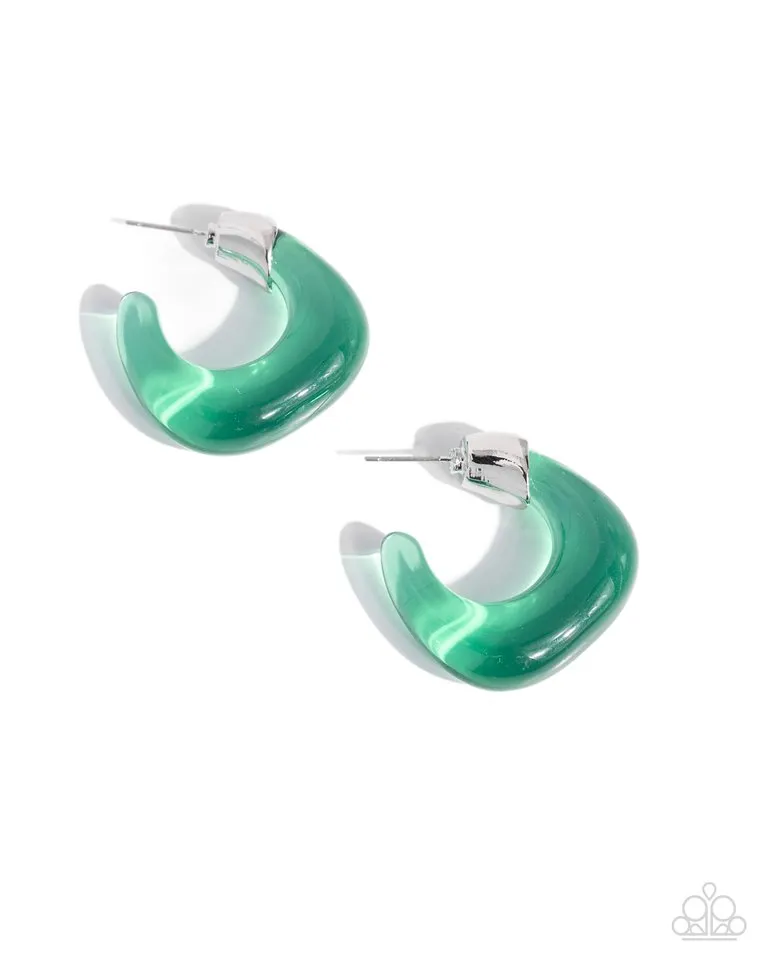 Paparazzi Earring ~ Clear Charm - Green