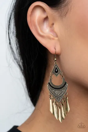 Paparazzi Earring ~ Trailblazer Beam - Brass