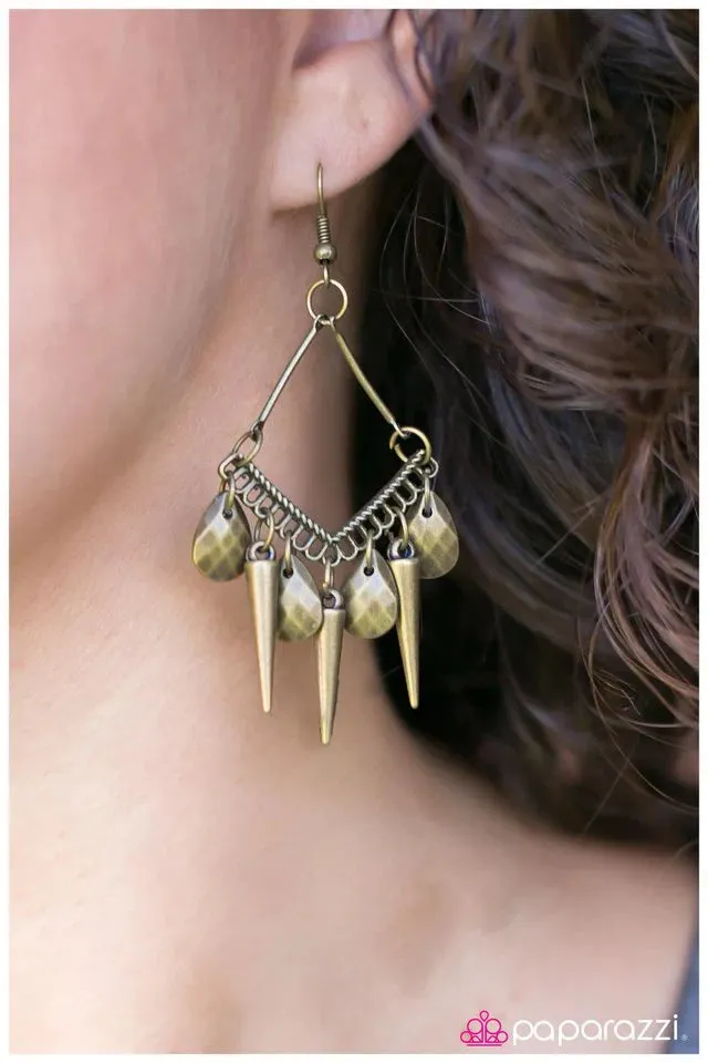 Paparazzi Earring ~ Welcome To The Jungle - Brass