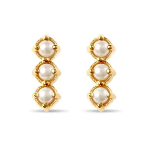 Pearl Bar Stud Earrings