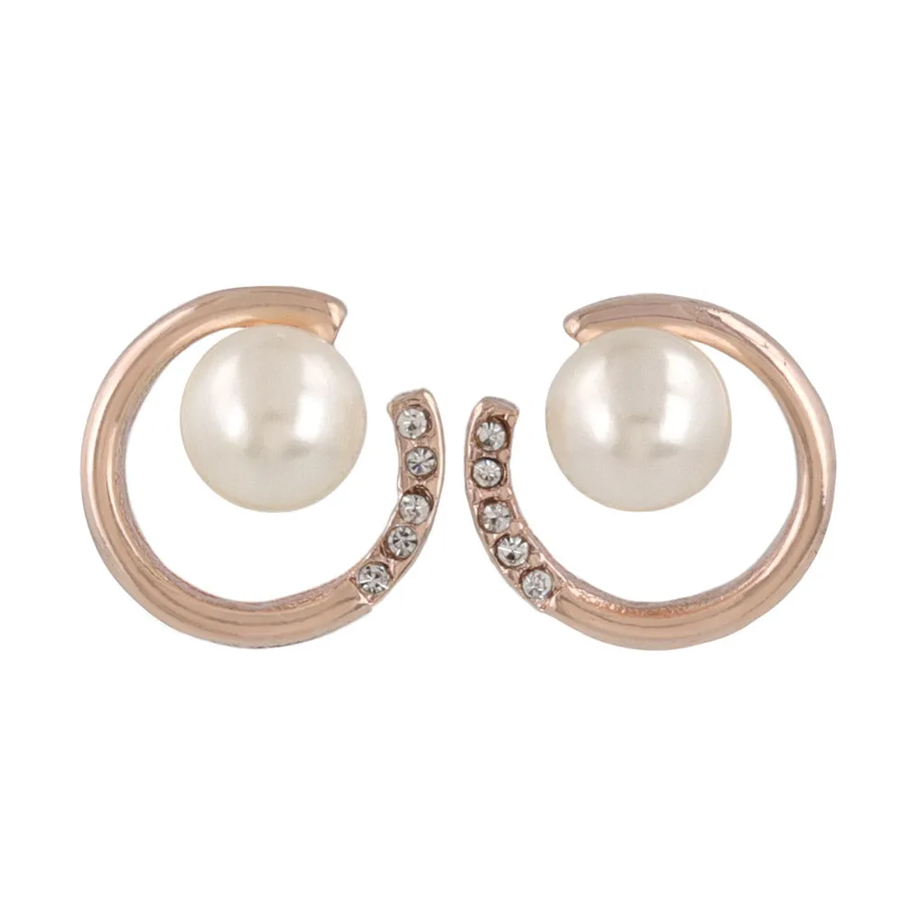 Pearl Circle Stud Earrings