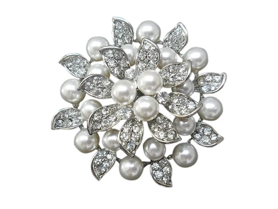 Pippa Crystal and Pearl Brooch