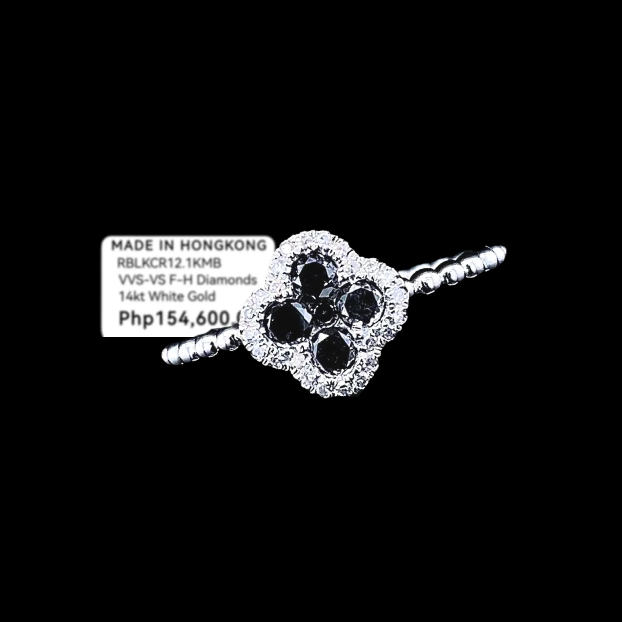 PREORDER | Black Floral Clover Colored Diamond Ring 14kt