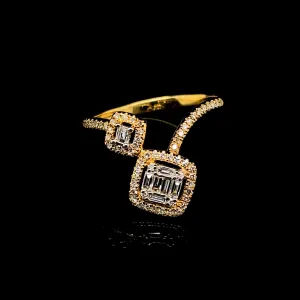 PREORDER | Golden Cushion Cluster Shape Diamond Ring 14kt