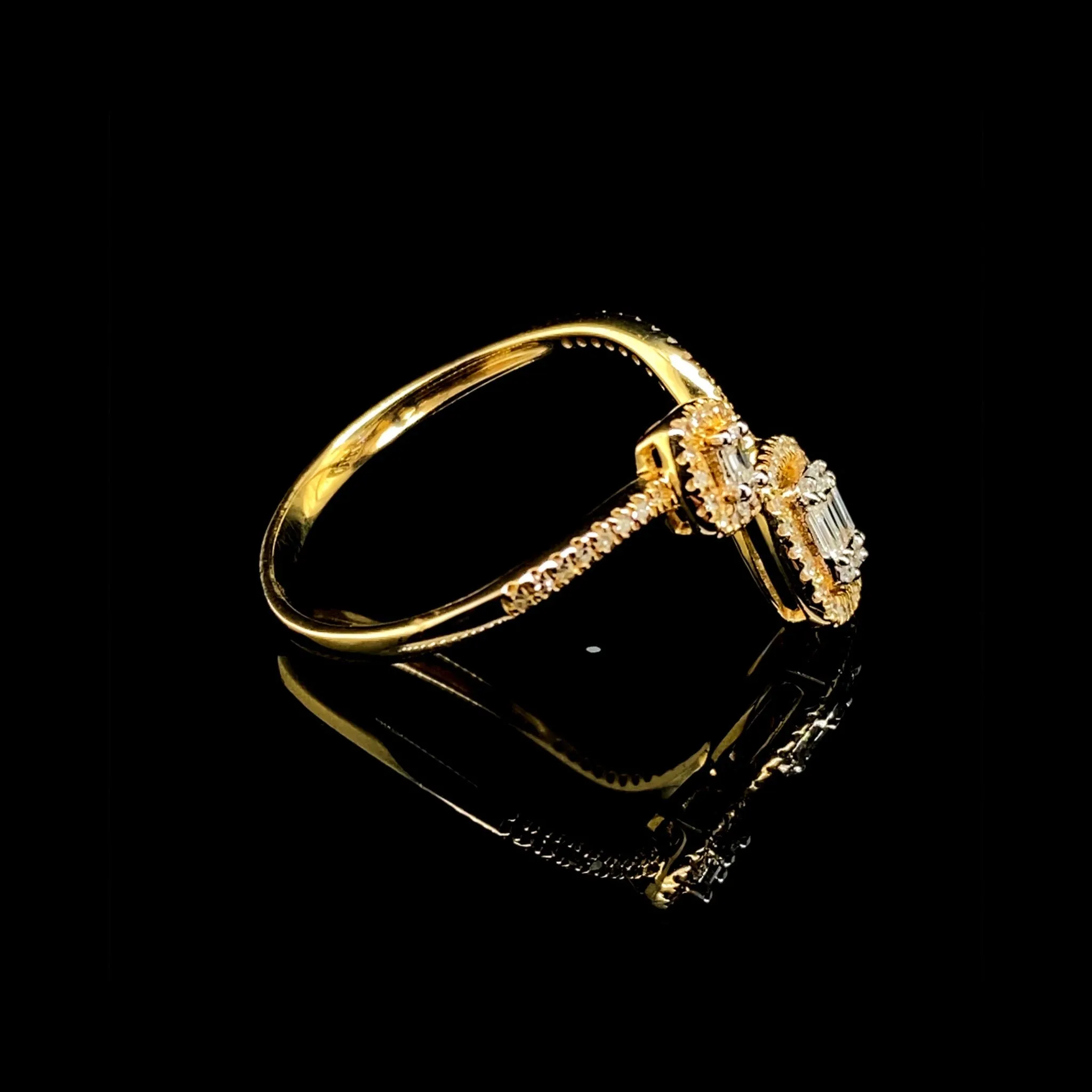 PREORDER | Golden Cushion Cluster Shape Diamond Ring 14kt