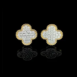 PREORDER | Golden Large Classic Floral Diamond Earrings 14kt