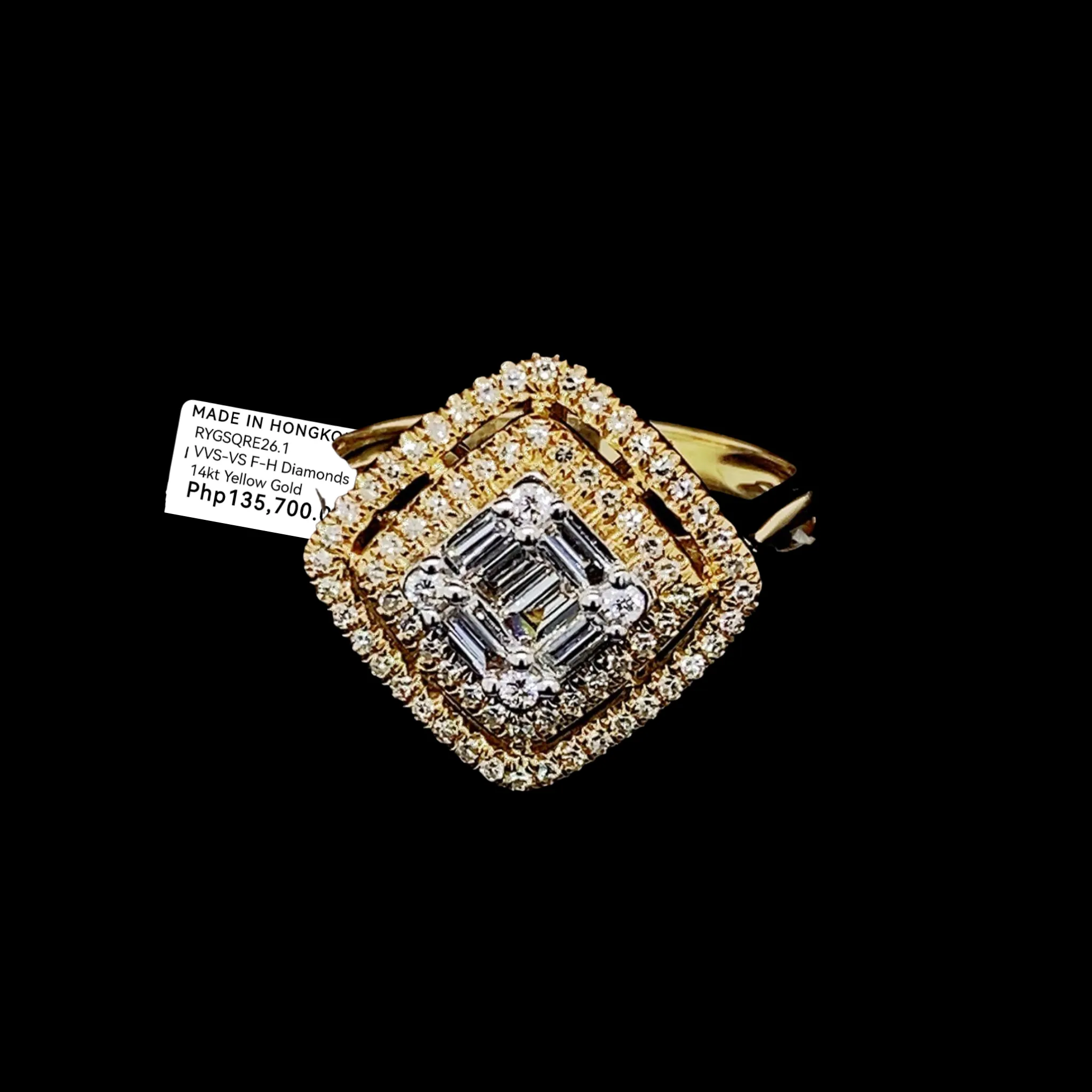 PREORDER | Golden Large Classic Square Diamond Ring 14kt