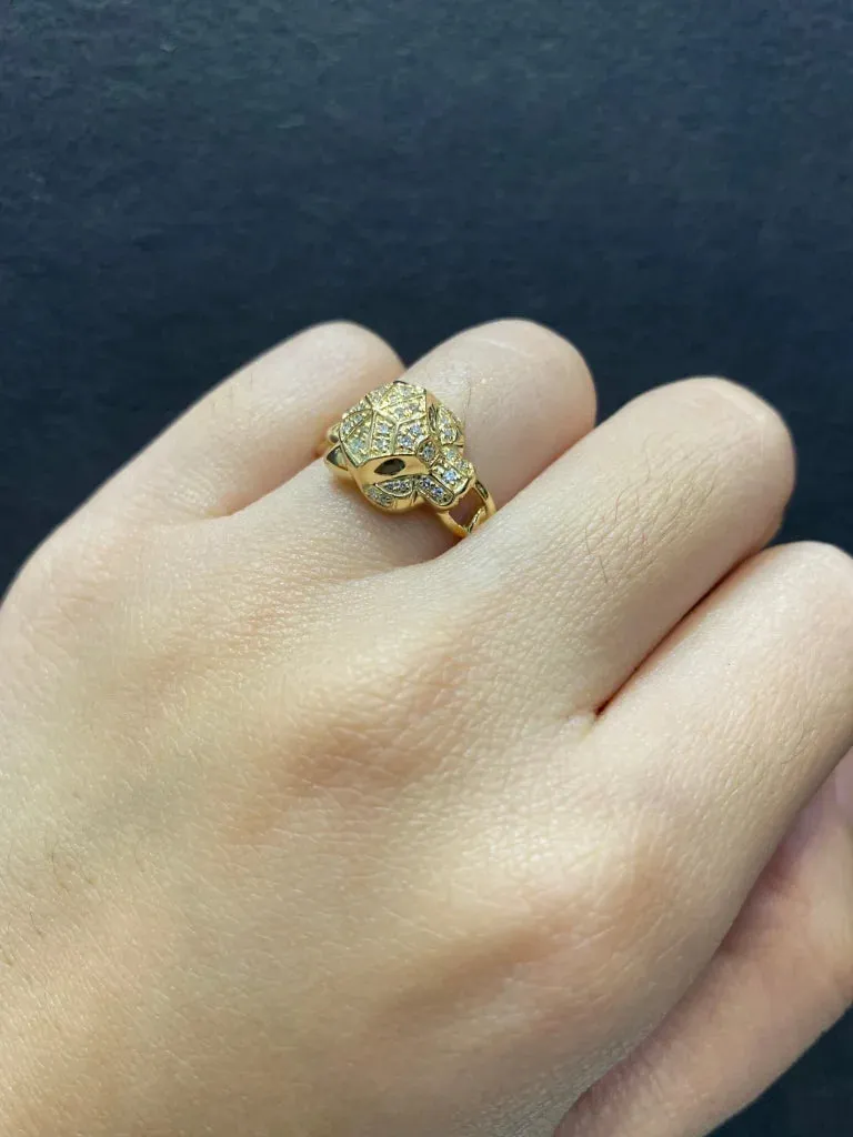 PREORDER | Golden Panther Paved Diamond Ring 14kt