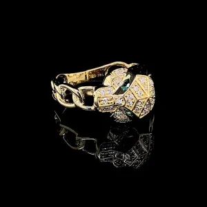 PREORDER | Golden Panther Paved Diamond Ring 14kt