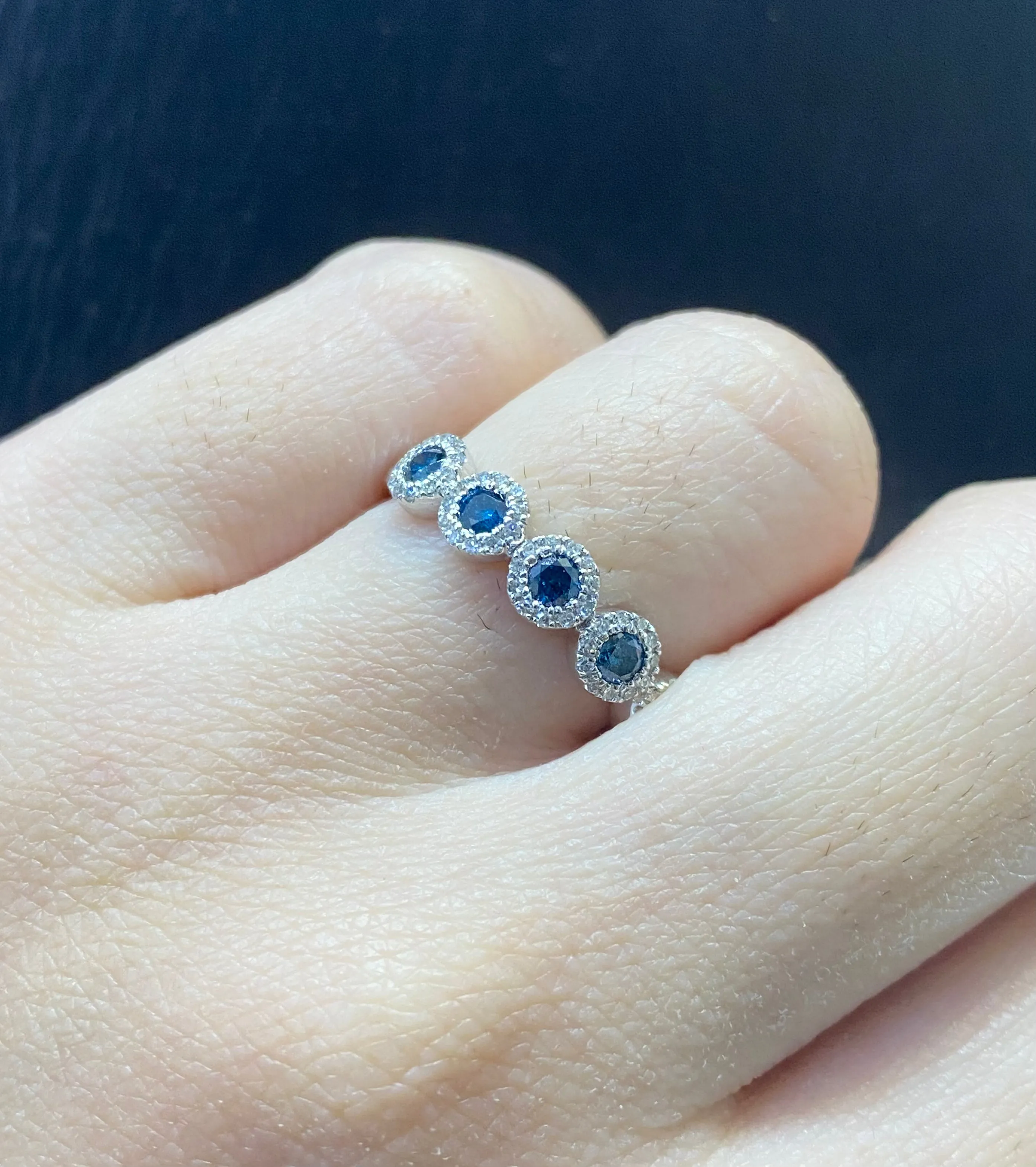 PREORDER | Half Eternity Blue Colored Diamond Ring 14kt