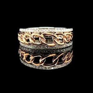 PREORDER | Rose Chain Paved Diamond Ring 14kt