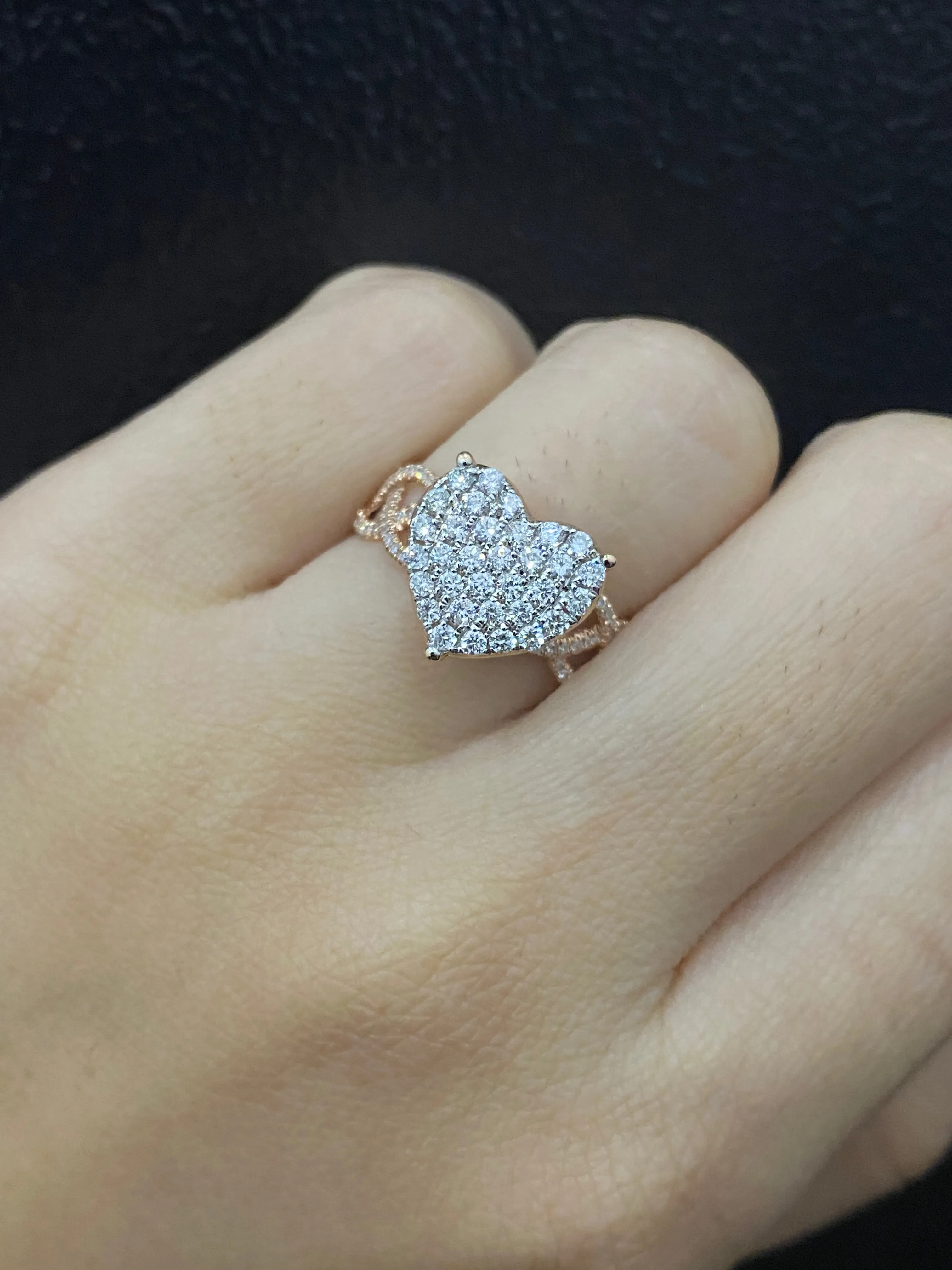 PREORDER | Rose Heart Infinity Paved Diamond Ring 14kt