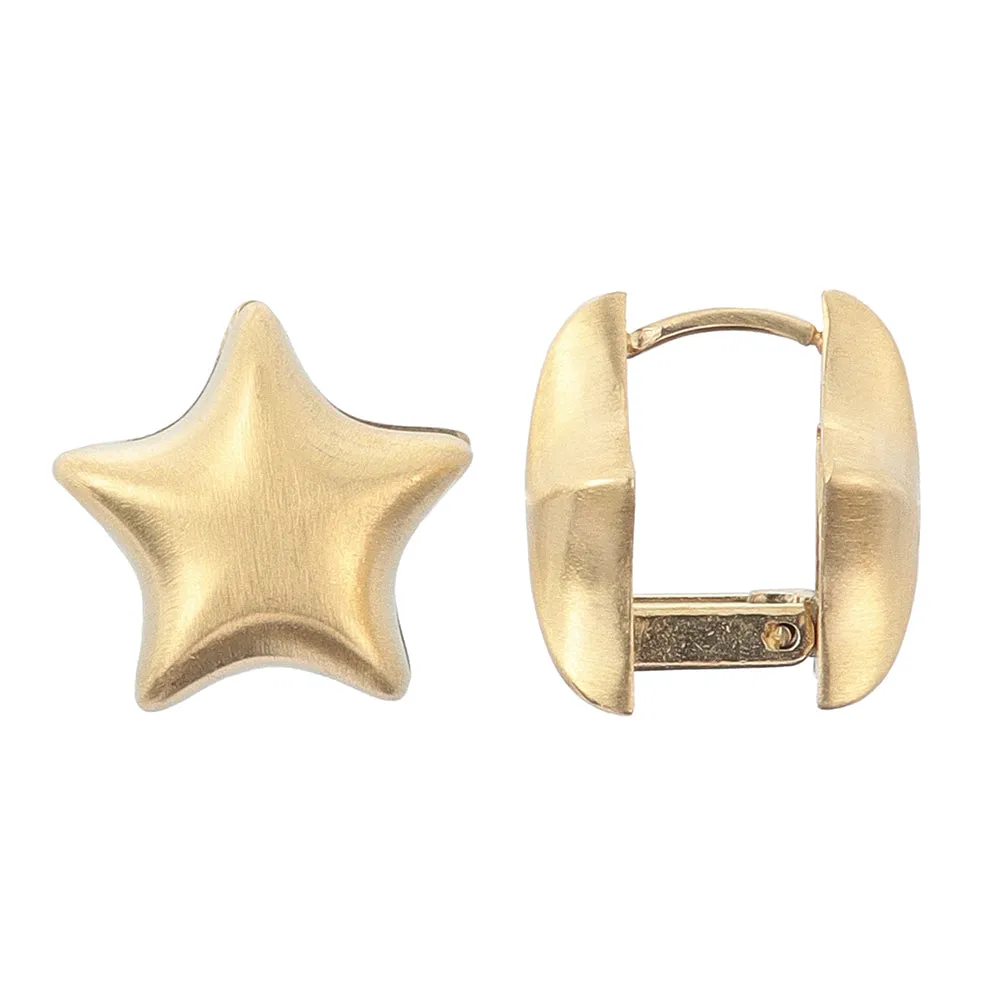 Puffed Star Huggie Earrings