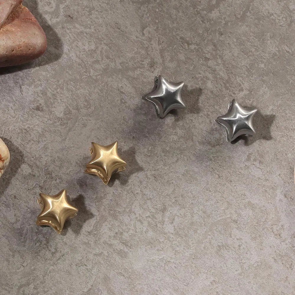 Puffed Star Huggie Earrings