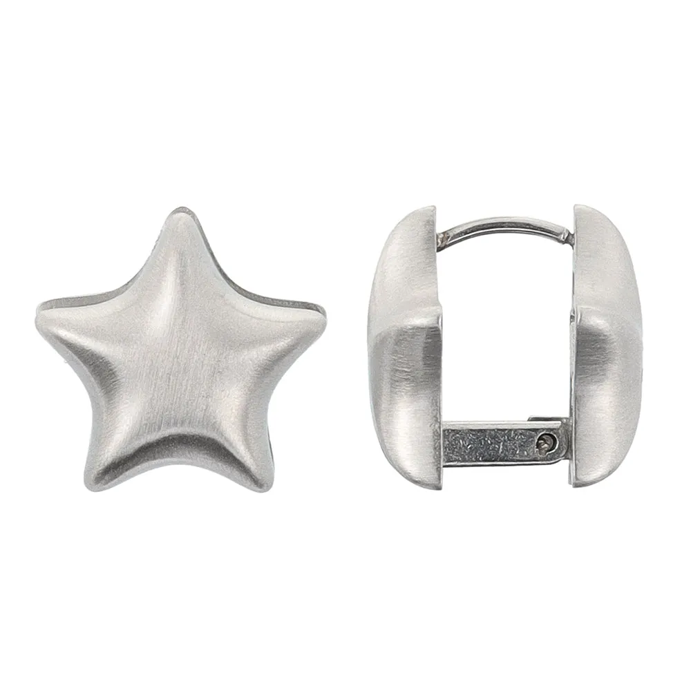 Puffed Star Huggie Earrings