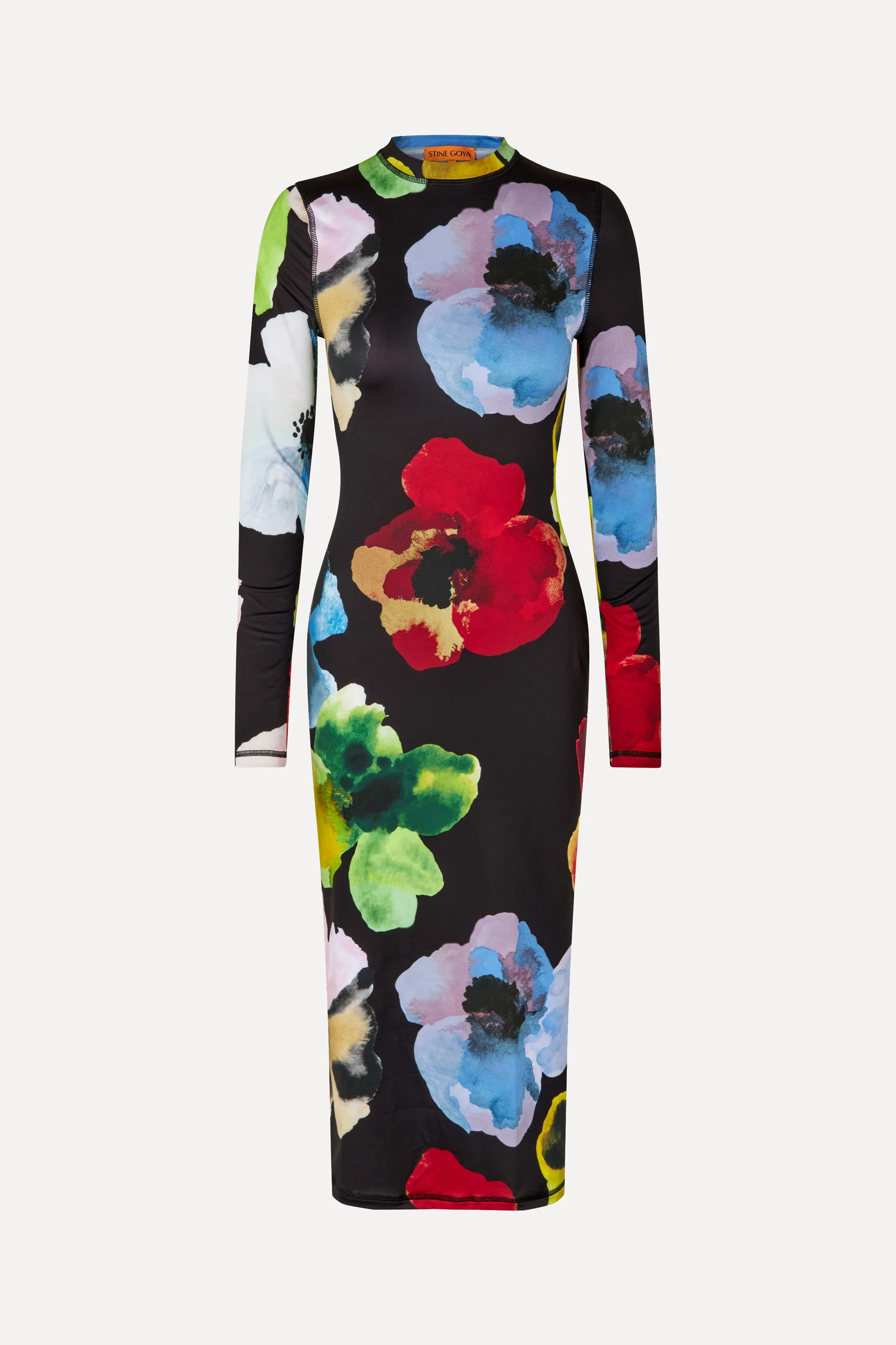 Pullover Long Sleeve Midi Dress - Watercolor Bloom