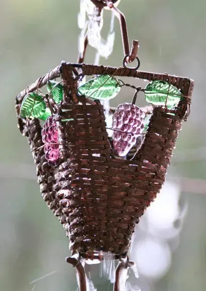 Rain Chain Basket and Glass Copper Cups