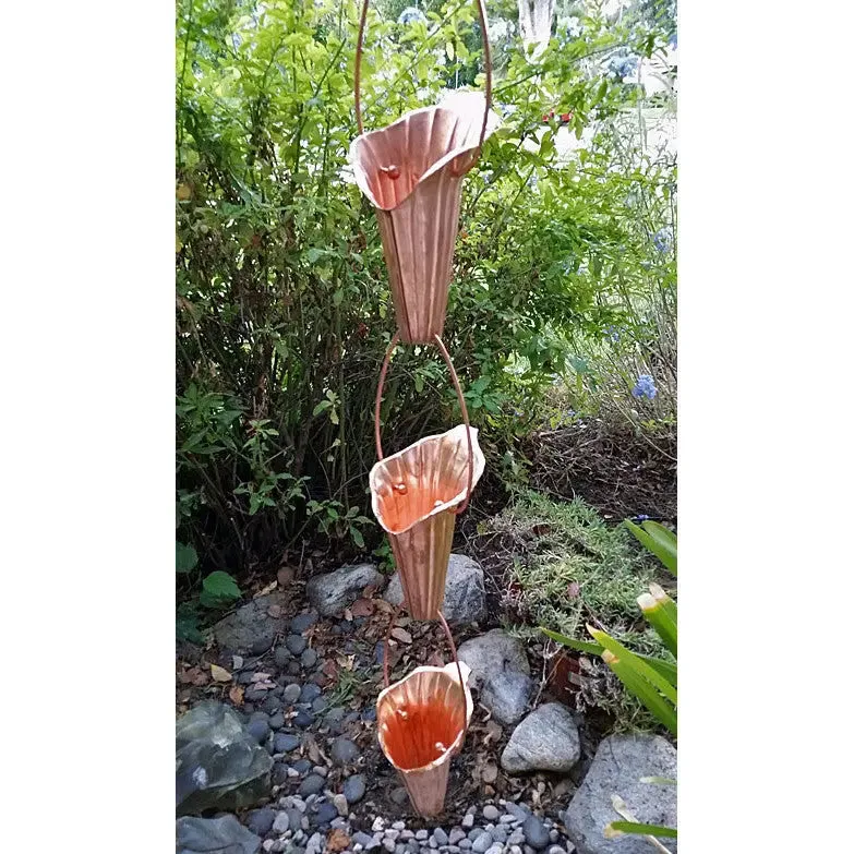 Rain Chain Cala Lily Copper Cups