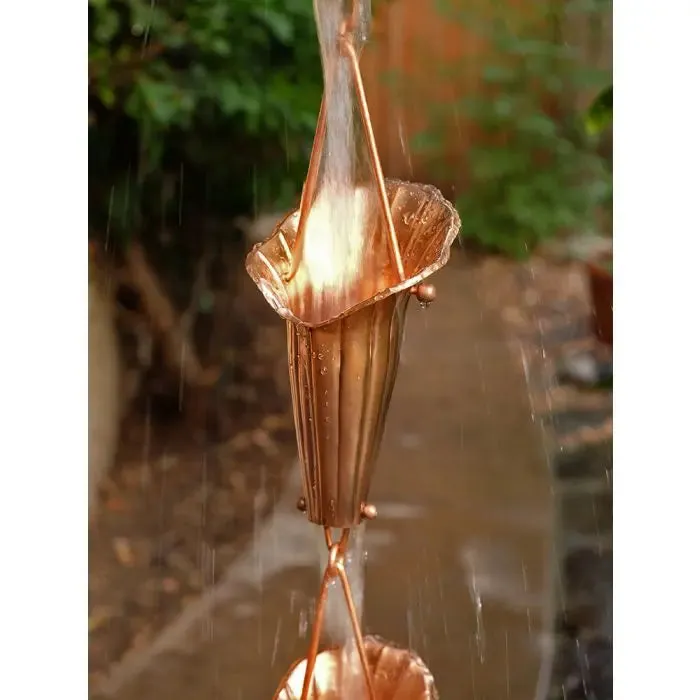 Rain Chain Cala Lily Copper Cups