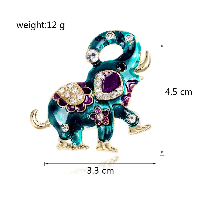 Rhinestone Elephant Brooches