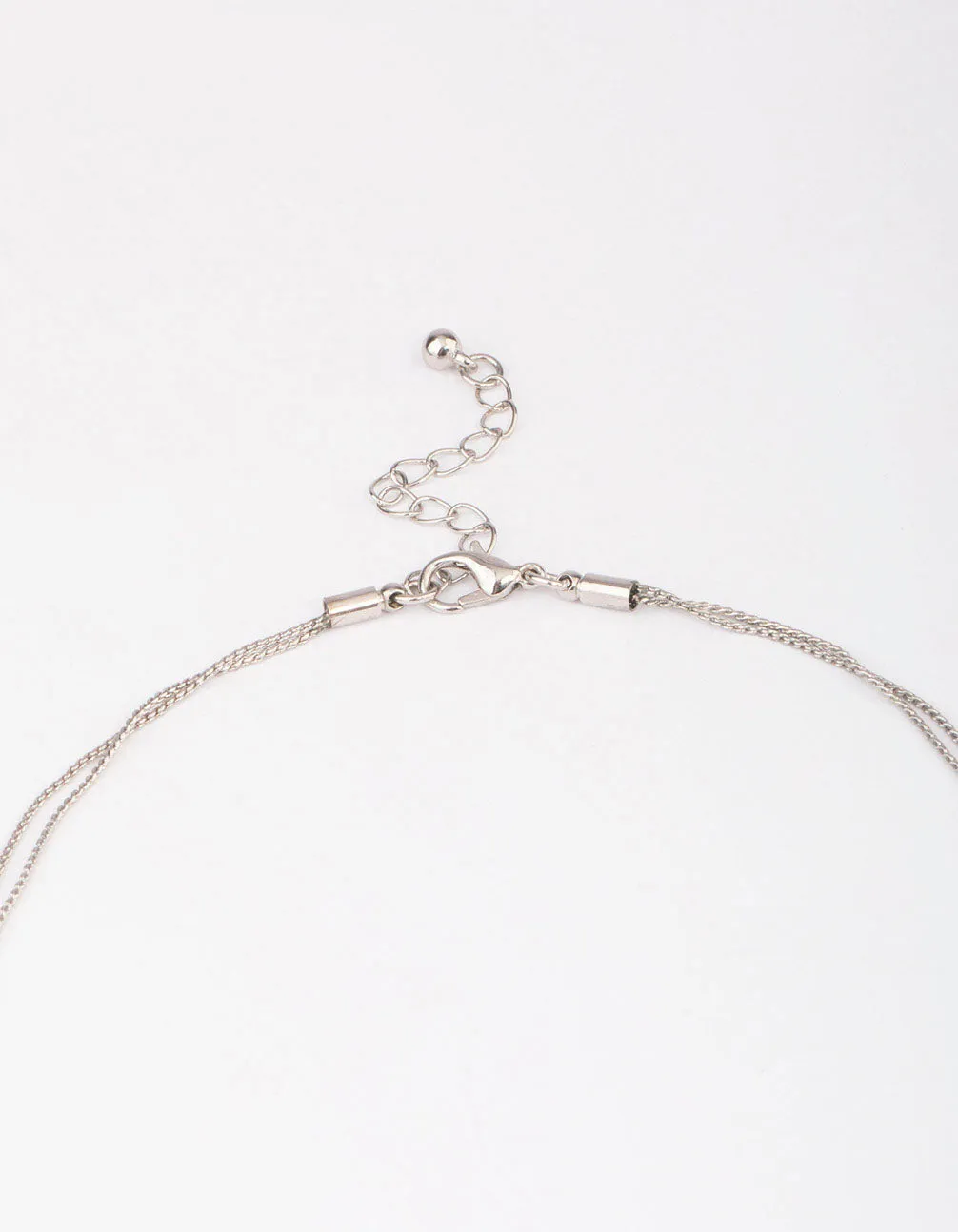 Rhodium Organic Round Circle Layered Necklace