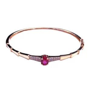 Rose Gold Crystal Ruby Cuff Bracelet