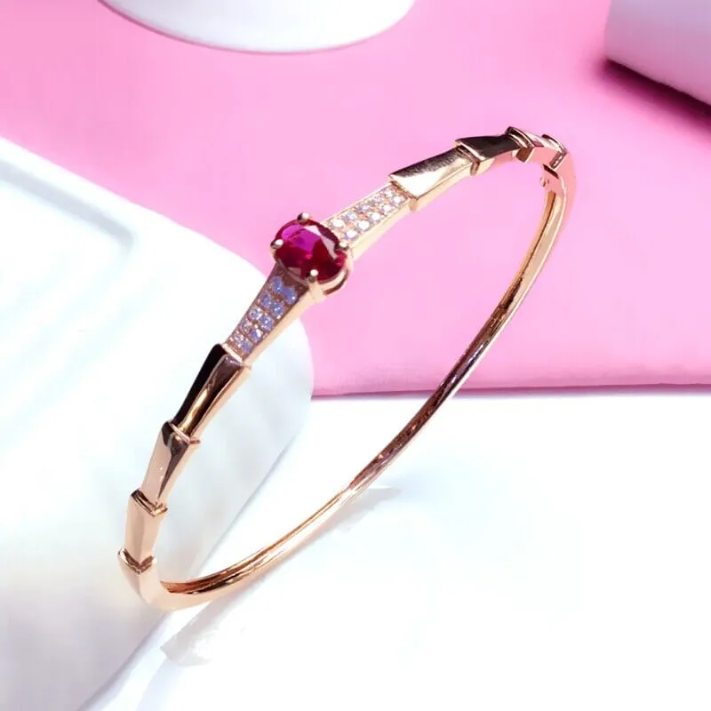 Rose Gold Crystal Ruby Cuff Bracelet