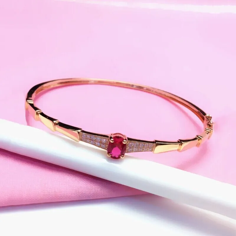 Rose Gold Crystal Ruby Cuff Bracelet