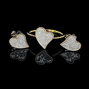 Rose Heart Paved Diamond Jewelry Set 14kt