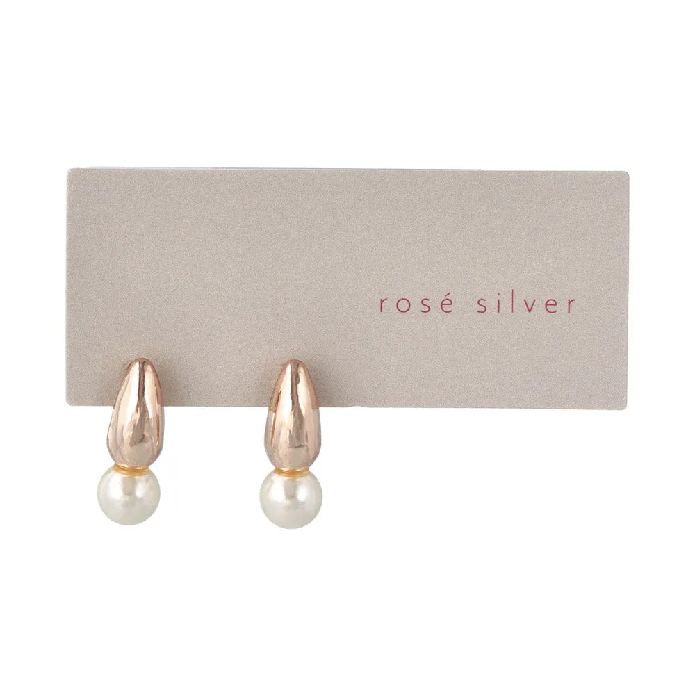 Rose Silver Pearlized Waterdrop Earrings