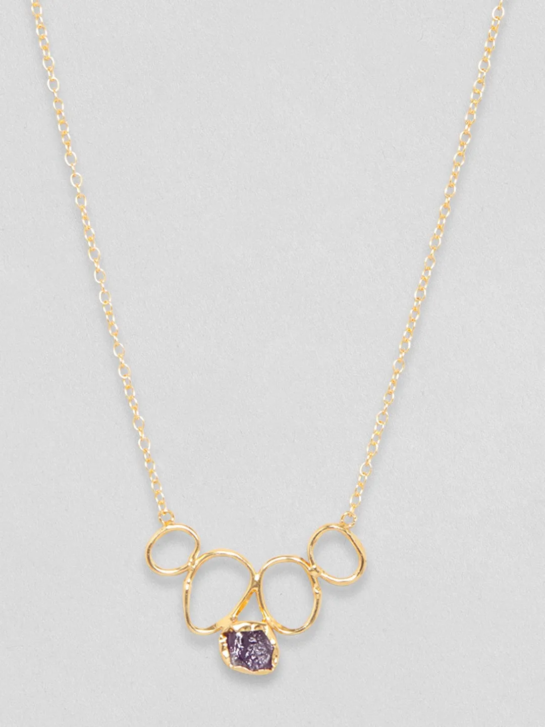 Rubans Voguish 18K Gold Plated On Copper Handcrafted With Raw Stone Setting Minimal Chain