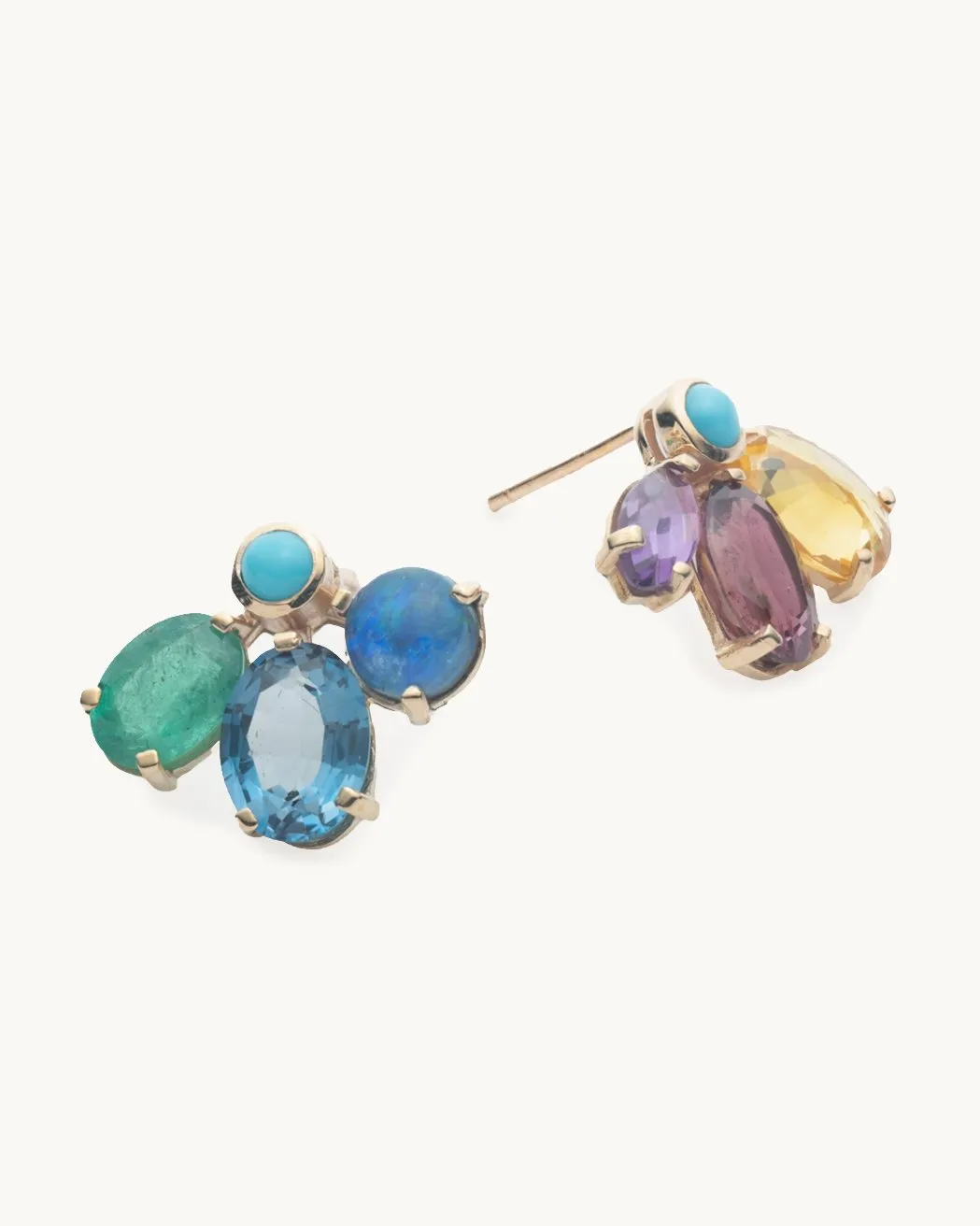 scosha tourmaline fan studs with turquoise