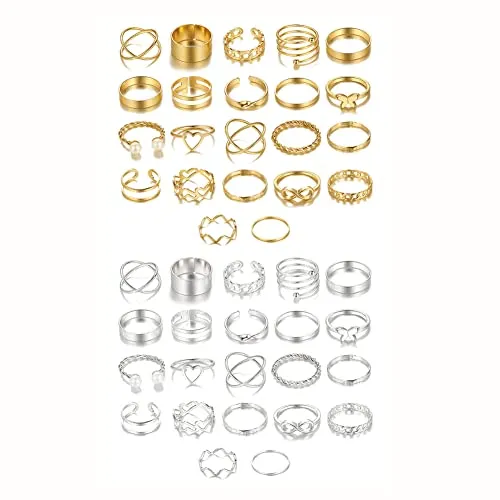 Shining Diva Fashion 44 pcs Combo Gold and Silver Plated Rings for Women and Girls (rrsdcmb300)