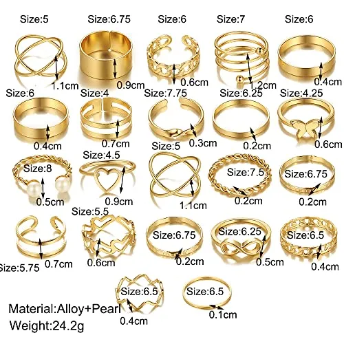 Shining Diva Fashion 44 pcs Combo Gold and Silver Plated Rings for Women and Girls (rrsdcmb300)