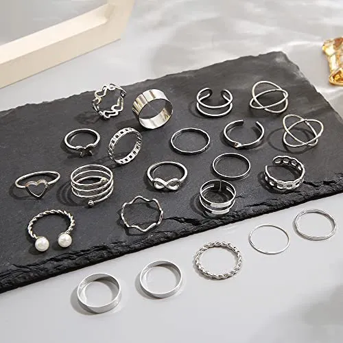 Shining Diva Fashion 44 pcs Combo Gold and Silver Plated Rings for Women and Girls (rrsdcmb300)