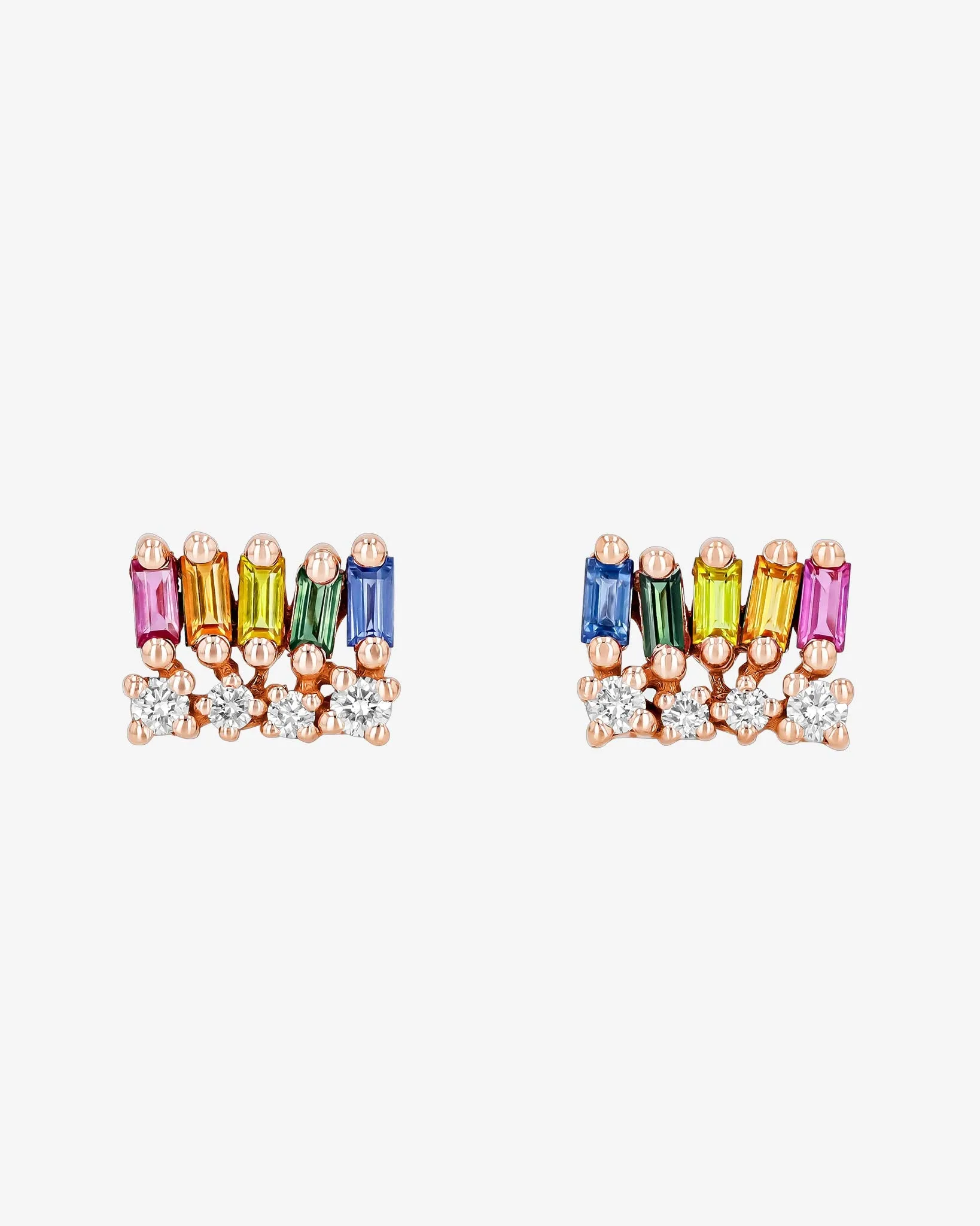 Short Stack Rainbow Sapphire Studs